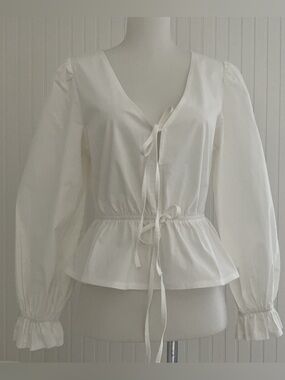 Lucy Paris Kilala Tie Front Peplum Blouse White